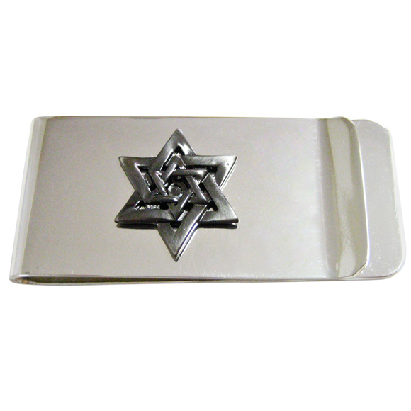 Sterling Silver Handmade Star Of David and Hebrew Prayer  Star of David Money Clip